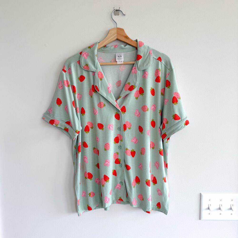 Hanna Andersson Peppa Pig Short Sleeve HannaSoft Pajama Top Green L